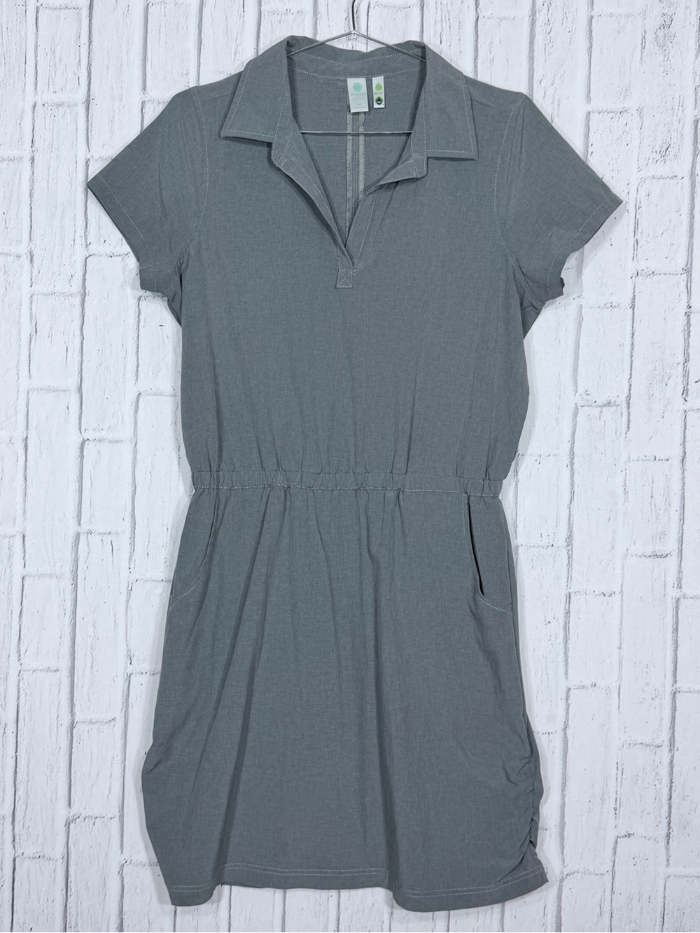 🩶 Aventura Gray Eco Stretch Shirt Dress Size Medium Pockets